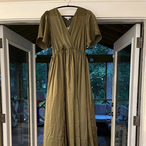 Baltic Born Sicily Satin Maxi Dress in Olive